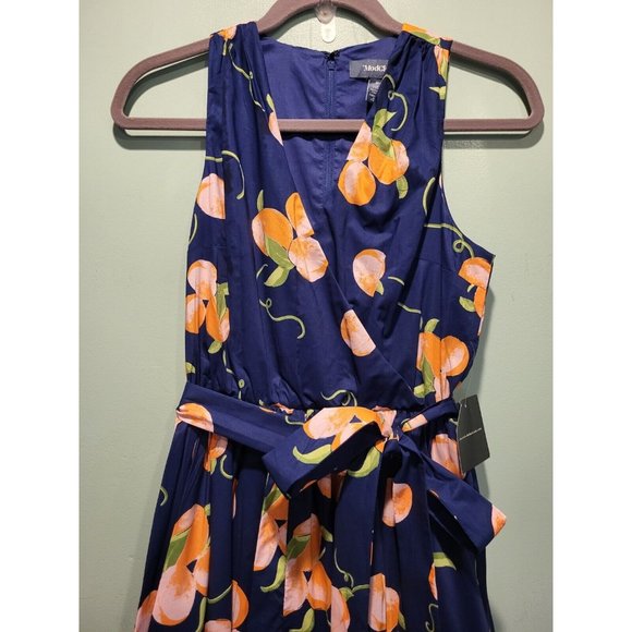 New Era By Modcloth Faux Wrap Dress Blue Peaches Sz 0 - Picture 2 of 9